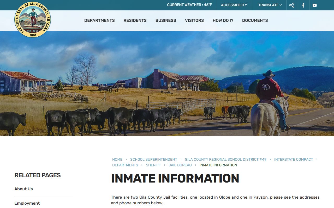Gila County Sheriff inmate accounts information for recent bookings